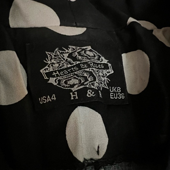 Hearts & Roses black and white pinup swing dress with crinoline - Picture 2 of 5